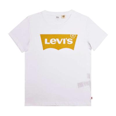 Женская футболка Levis с круглым вырезом и короткими рукавами, с принтом логотипа, белая 17369-0264