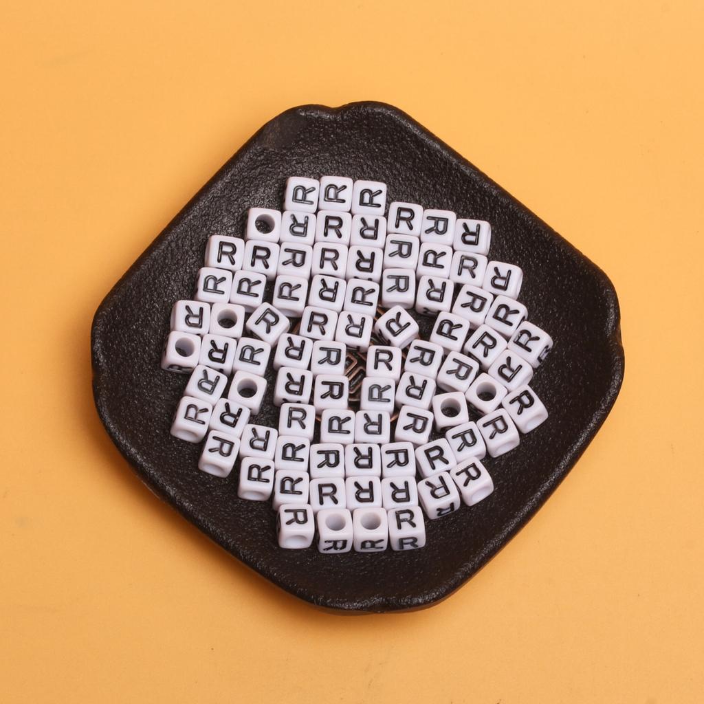 White Black Pendants Handcrafts Beading Material DIY 26 Letters Beads Bracelets Phone Chain 5.5mm Acrylic Big Hole Necklace DIY Jewelry Accessories