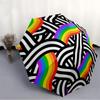 1pc Rainbow Waves Automatic Folding Umbrella - Compact 8-Rib Design, Durable Plastic & Iron, Lightweight for Outdoor Daily Use037