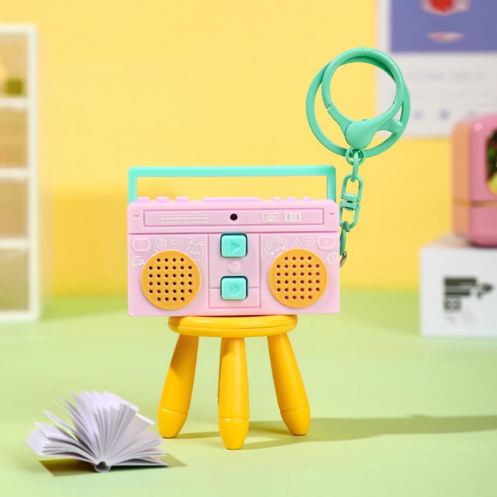 Retro Recording Key Ring Bag Hanging Small Speaker Key Holder Tape Recorder Pendant Birthday Gifts