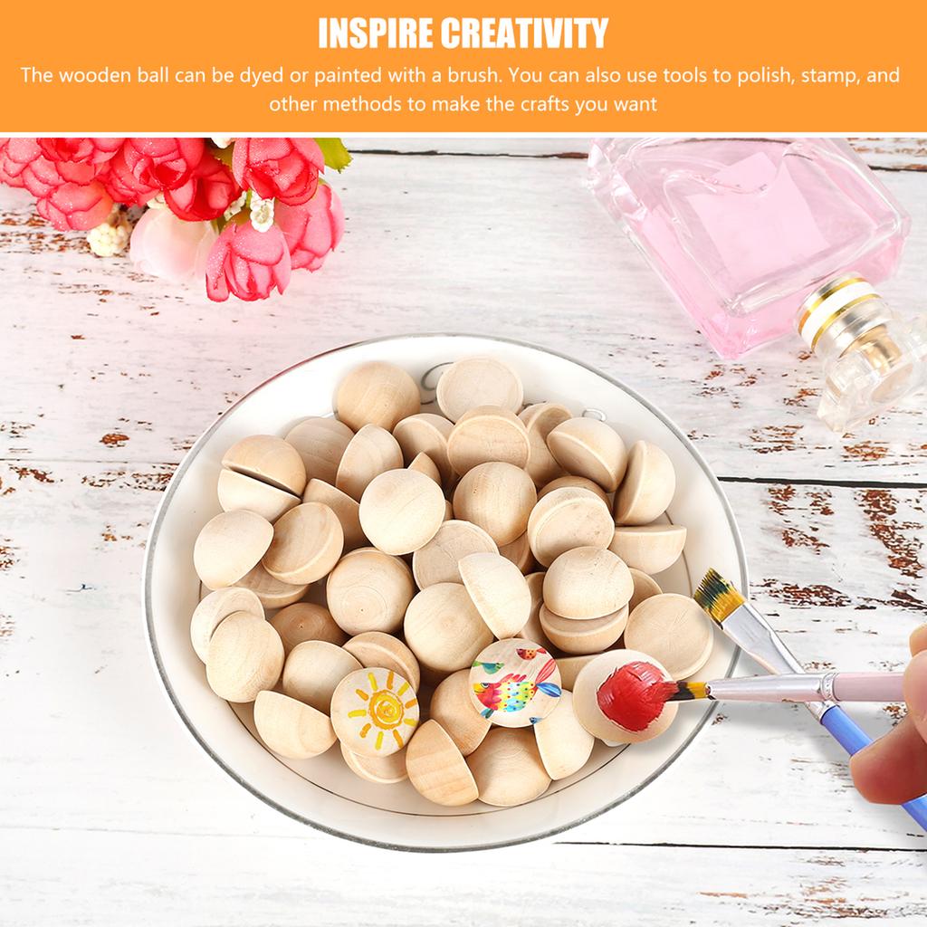 100/400 Pcs Half Wooden Beads 20 mm Mini Split Wood Balls Unfinished Half Round Wood Beads Hemisphere Wood Crafts Ball for Craft