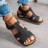 Plus Size Wedge Shoes Summer New Round Toe Crossover with Breathable Hole Platform Non-Slip Wear-Resistant Sandals