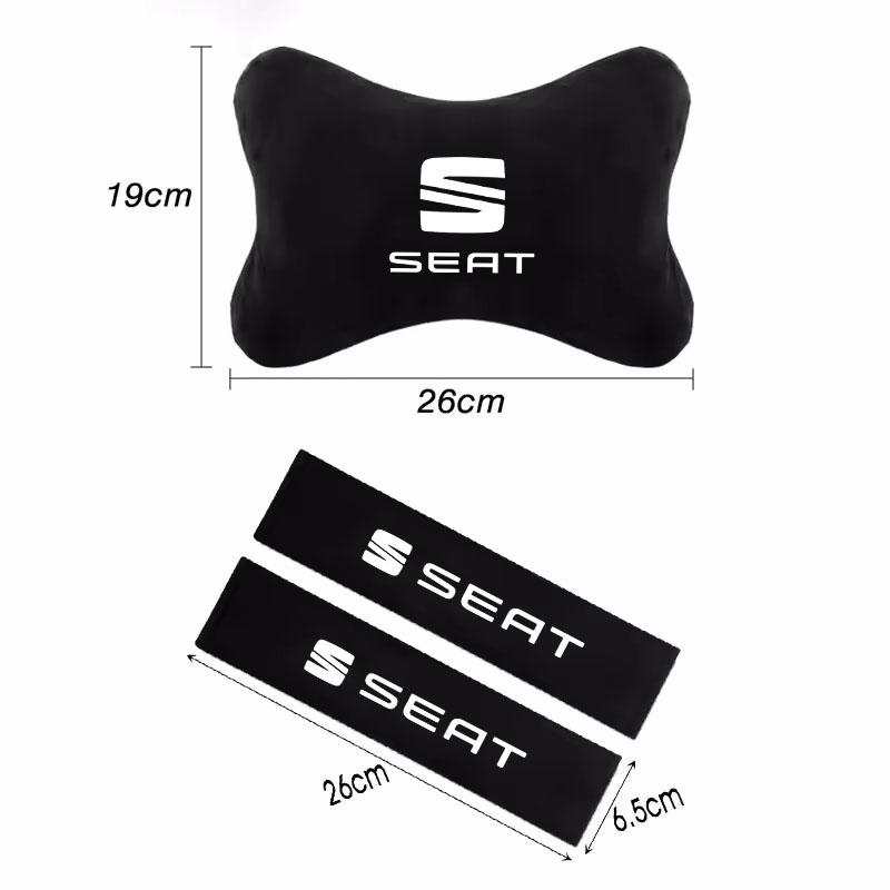 Car Seat Headrest Auto Logo Neck Pillow Seat Belt Shoulder Pad for Seat Ibiza Leon Cupra Ateca Altea Arona Tarraco Toledo Exeo