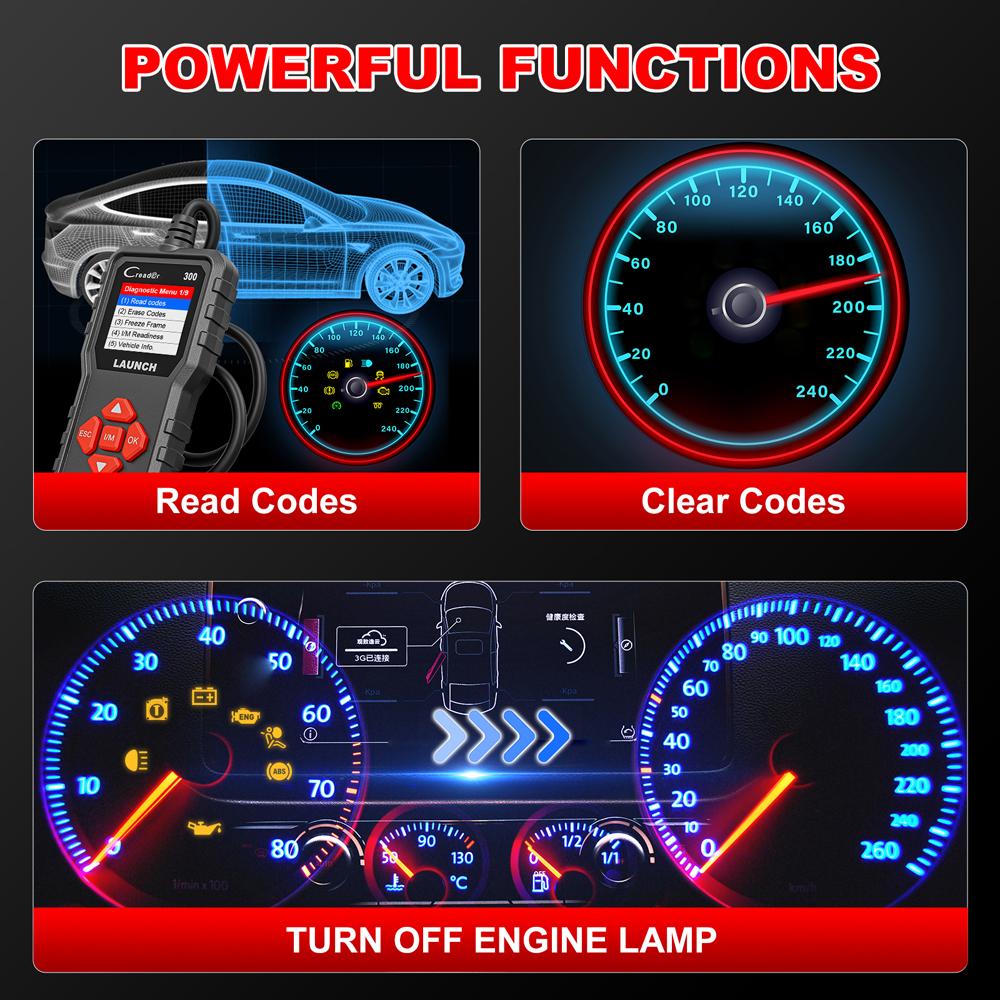 LAUNCH X431 CR300 OBD2 Сканнер CAN Автомобильный Читатель Кодов Диагностические Инструменты I/M Тестер Двигателя и Аккумулятора Бесплатное Обновление на Всю Жизнь