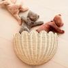 Hand-woven Rattan Wall-Mounted Basket Wicker Woven Wall Basket Scalloped Storage Organizer For Room Home Decor Storage Basket