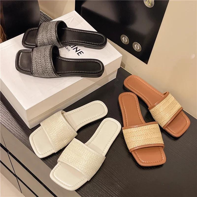 Fashion Summer Flat Sandals for Women Slippers Designer Beach Slipper Shoes Ladies Fashion Open Toe Non-Slip Outdoor Slides
