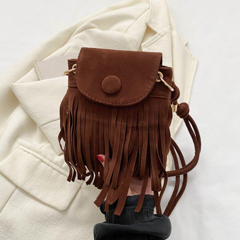 Ретро Богемная Сумка Кроссбоди с Бахромой Нейлоновая Сумка на Плечо с Кисточками Богемная Сумка на Плечо Сумка Мессенджер