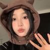 Ear Protection Lei Feng Cap Solid Color Winter Pullover Cap Fashion Demon Ear Hat  Female/Male