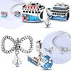 Copper Pendants Fit Diy Original Travel Charm Blue Cruise Ship'S Anchor Bracelet Necklace Fashion Party Jewelry