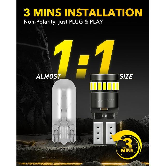 194 LED Bulb 6000K White Canbus Error Free, 168 175 2825 W5W T10 LED Replacement Light Kit for Car Interior Map Marker License Plate Parking Dome