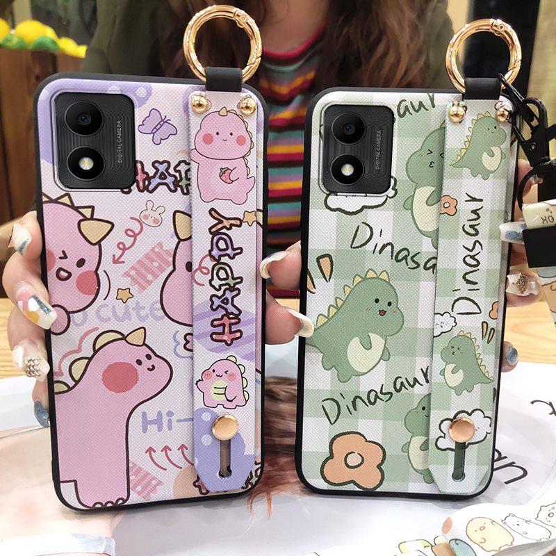 Cute Fashion Design Phone Case For TCL 305i Waterproof Kickstand Silicone Wrist Strap Wristband Cartoon Protective Ring