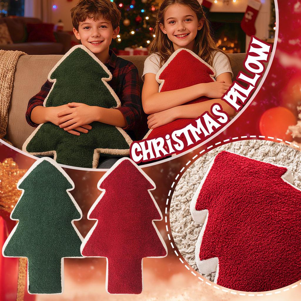 Christmas Tree-Shaped Plush Throw Pillows, Home Living Room Sofa, Christmas Atmosphere Decoration Pillows And Cushions