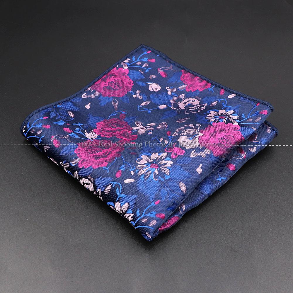 High Quality Men Handkerchief Red Blue Rose Floral Constellation Designed Wave Lines 26cm Width Tuxedo Suit Shirt Pocket Square