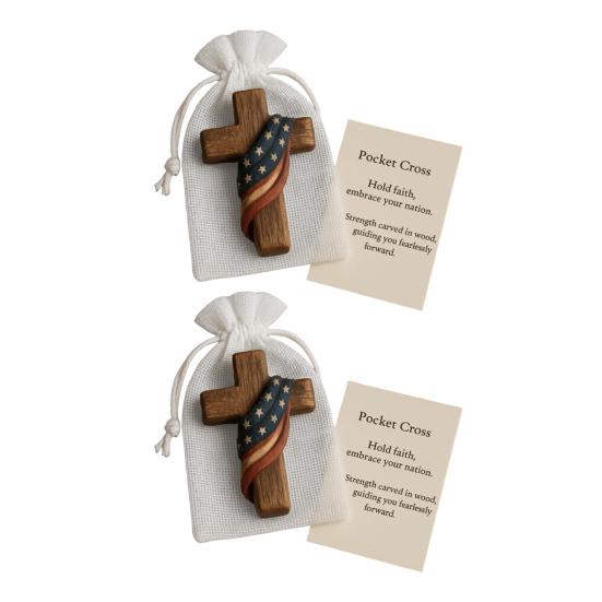 1/2Pcs Faith Fortitude Pocket Hug with Inspirational Card Portable Wooden Patriotic Faith Token Decoration Christian Religious Gifts