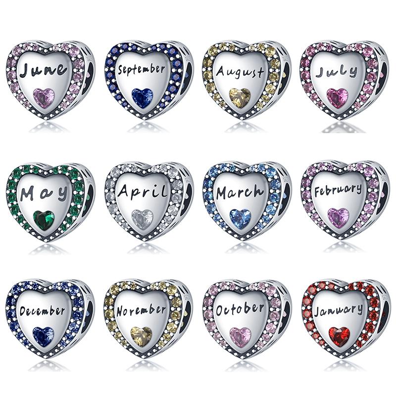 New In Copper Color Love Zircon Heart Series Charm Beads Fits Bracelet Bangle Diy Charm Pendant Women Luxury Jewelry