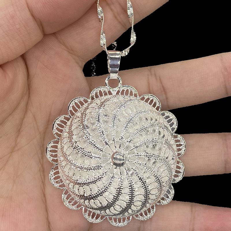 Серебряный Цветок Эфиопский комплект ювелирных изделий Дубайский кулон серьги кольцо шпилька браслет Эритрейский Африка свадебный подарок