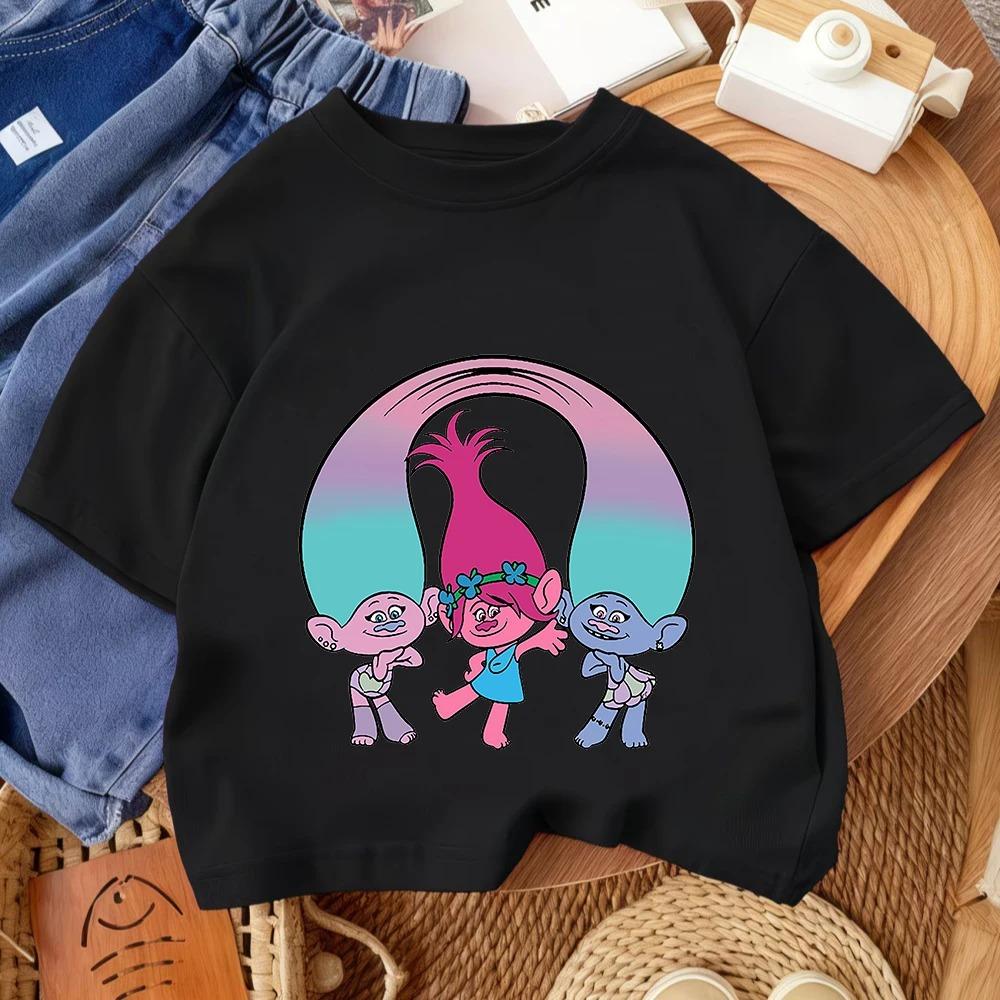 Summer Casual Boys Girls Tee Trolls Kawaii Design Kids Street Style Fashion 3-14 Age