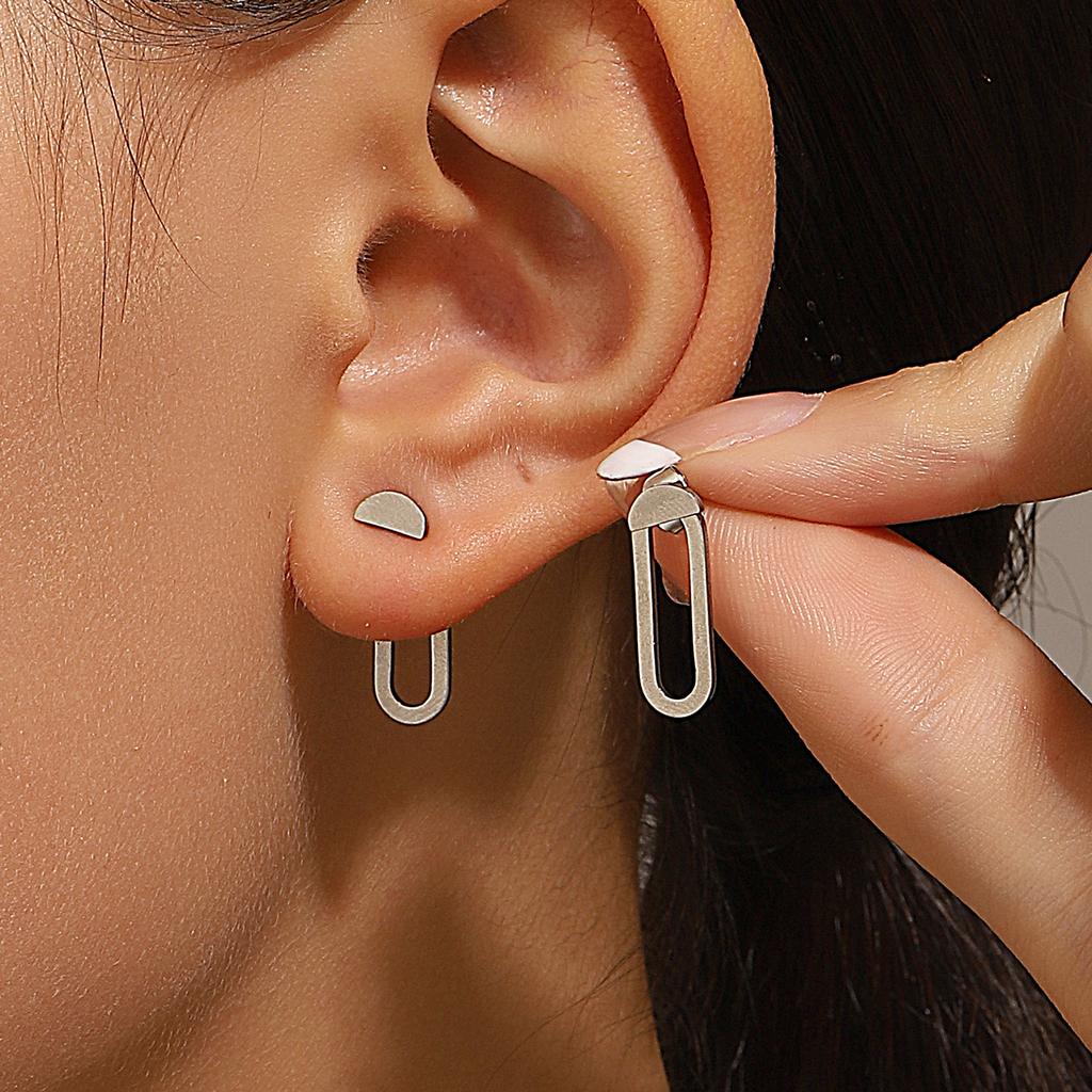 Ретро Минималистичные Геометрические Квадратные Съемные Треугольники Серьги-гвоздики из нержавеющей стали для женщин Модные циркониевые аксессуары для вечеринки