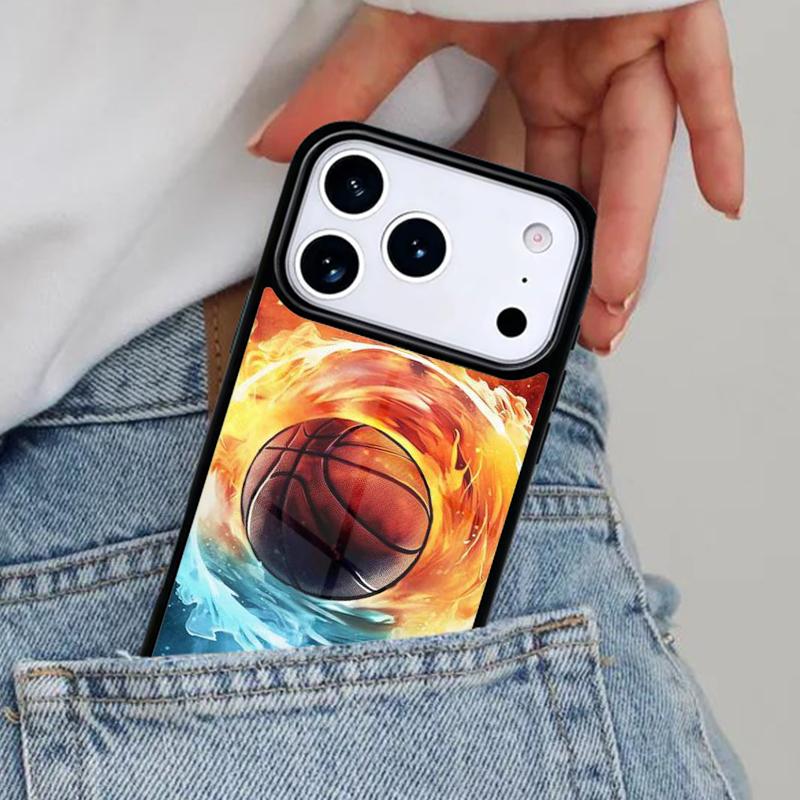 Basket Ball Flame Phone Case for iPhone 16e 15 14 13 12 17 Pro Max Plus Air 17pro Cover Coque