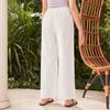 Однотонные хлопковые и льняные женские свободные повседневные брюки с кисточками, широкие брюки