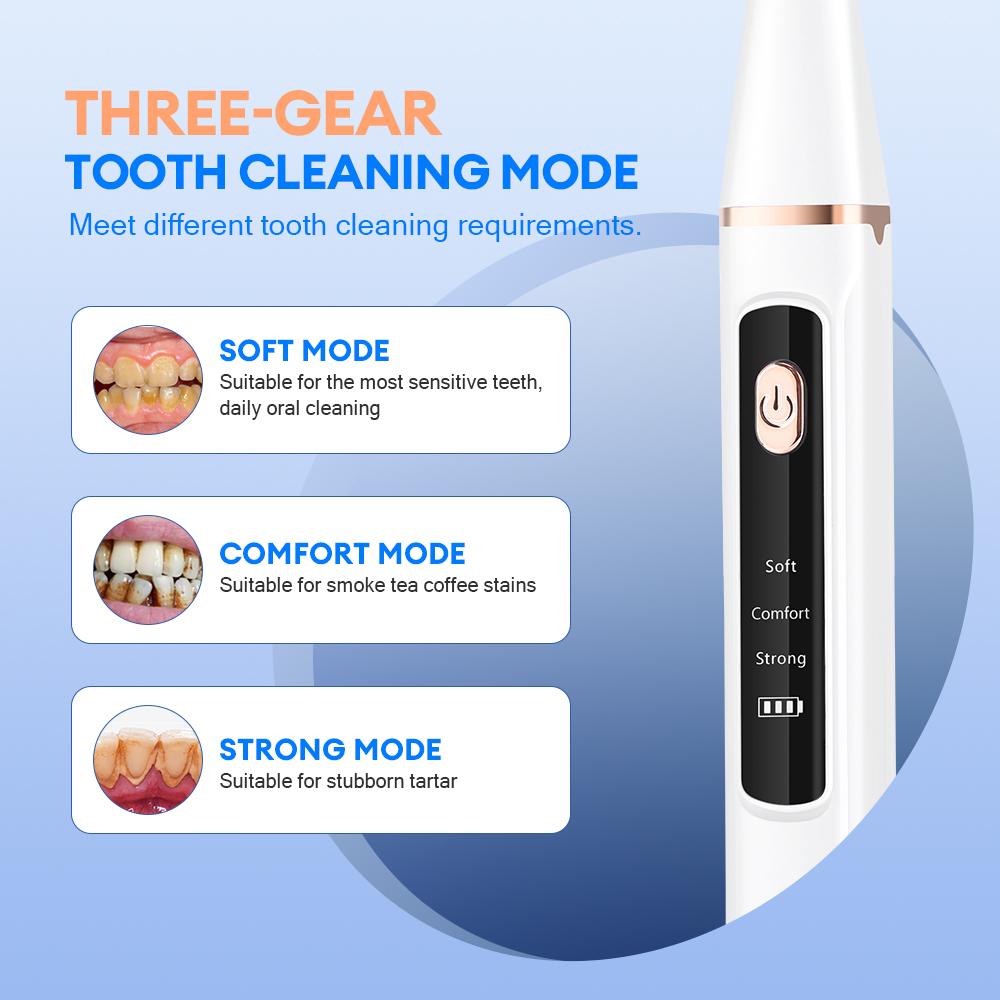 Ultrasonic Oral Care Teeth Whitening Tooth Stain & Plaque Removal Products - Dental Plaque Cleaning for Oral Hygiene