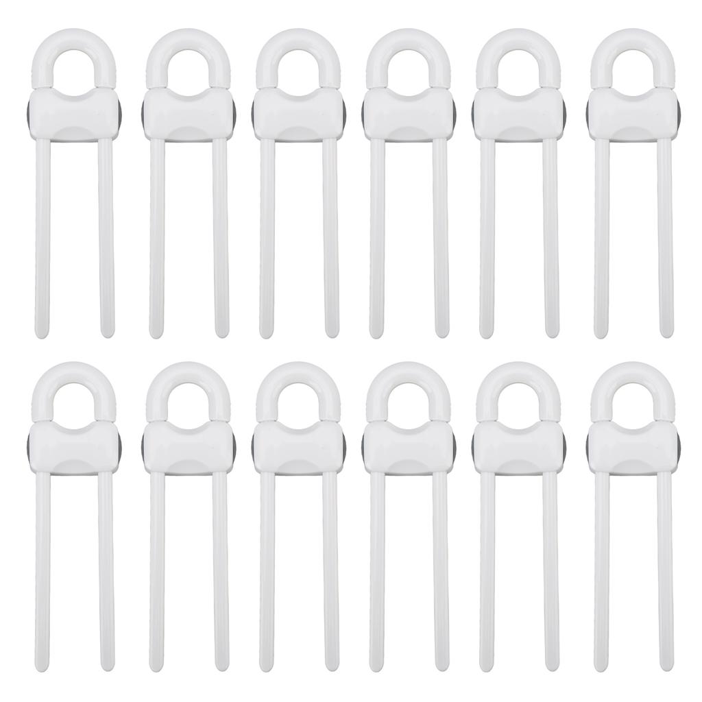 12PCS U Shaped Child Locks Safety Cabinet Childproof Latches for Storage Door Drawer Window White