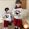 Boys and Girls Plus Velvet Suit Sweater Pants Autumn and Winter Children's Tops Baby Winter Two-piece Suit