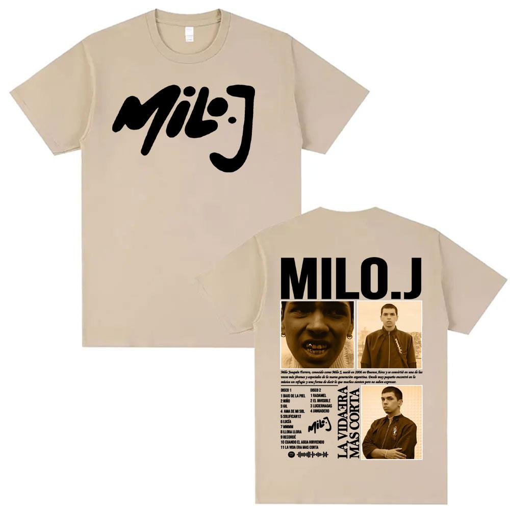 Rapper Milo J La Vida Era Mas Corta New Album Tshirts Men Women Fashion Summer Short Sleeve T Shirt Oversized 100 Cotton Shirt