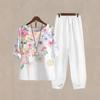1116 New Women's Clothing Casual Crew Neck Five-Sleeve Top Digital Printing Women's Two-piece Set