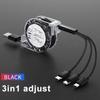 3 In 1 Cable Retractable Data For Lightning Type C Micro USB Fast Charging Cable For iPhone 16 15 14 13 Charger Android Phones