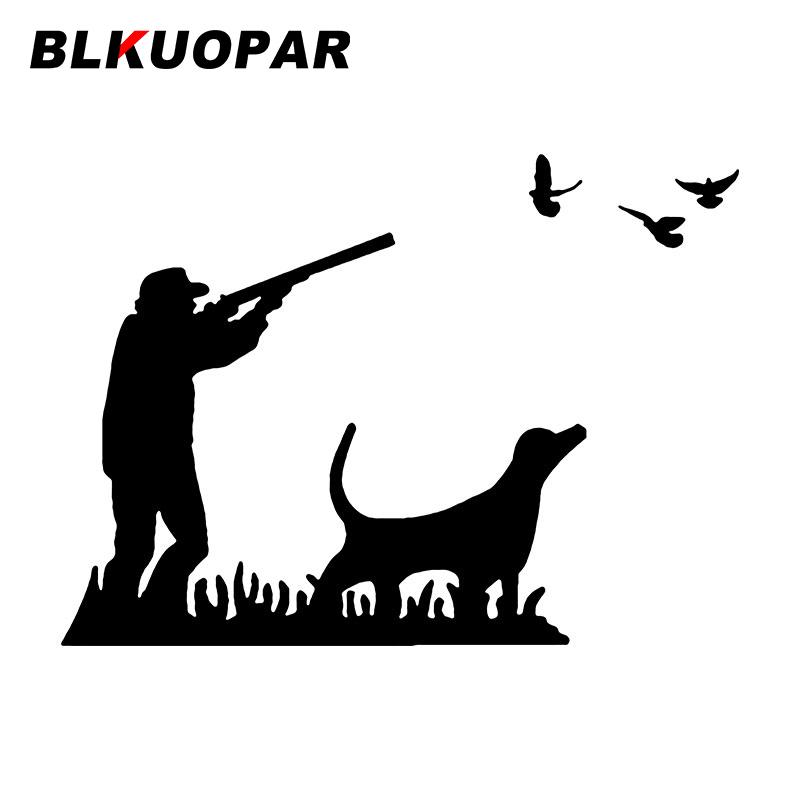 BLKUOPAR Забавная охота на голубей с собакой Наклейки на автомобиль Наклейки с индивидуальностью Силуэт Высечка Продвинутая водостойкая виниловая пленка для автомобиля
