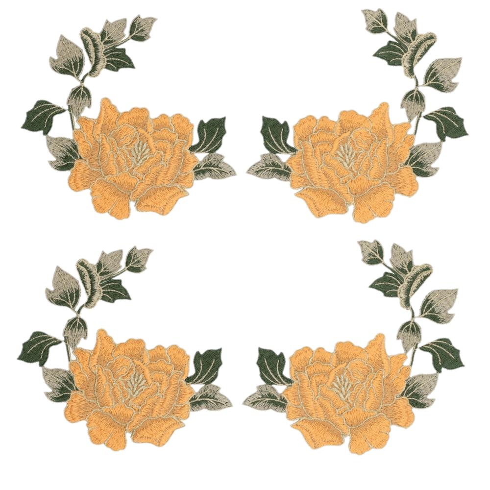 2 Pairs Floral Pattern Embroidered Patches Decorative Stitching Iron On Patches DIY Crafts