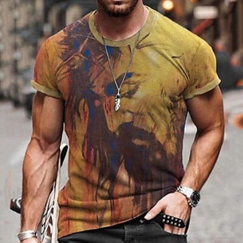 Men's T Shirt Tee Shirt Tee Graphic Tribal Crew Neck A B C D E 3D Print Plus Size Casual Daily Short Sleeve Clothing