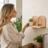 Threaded Structure Wall Plant Holder Multi Tier Wooden Wall Shelf  Blank Wall Space