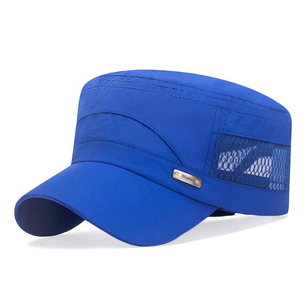 Spring Summer Anti-UV Baseball Cap Adjustable Casual Cadet Hat Outdoor Breathable Flat Top Cap Men
