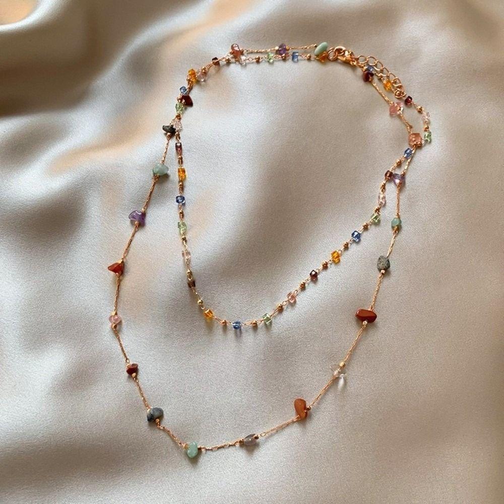 Simple Crystal Crystal Clavicle Chain Colored Stone Choker Necklaces Jewelry Gift