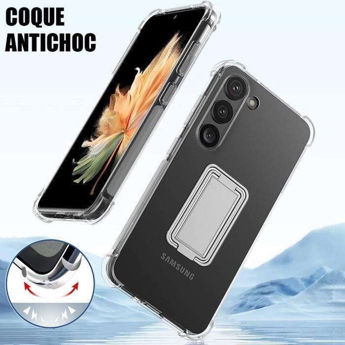 Coque pour Samsung Galaxy A13 4G-5G - BOOLING - Silicone Transparent - Support Pliable Noir