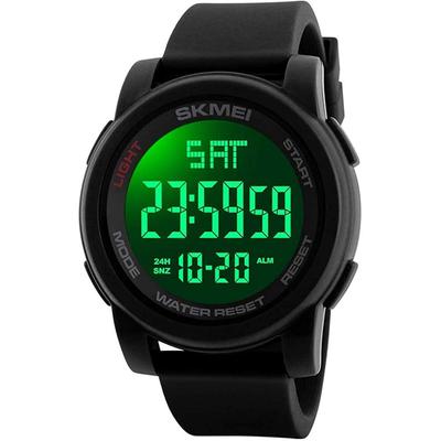 Timever Цифровые спортивные часы Водонепроницаемые Мужские Многофункциональные Секундомер Будильник Наручные светодиодные часы Черные
