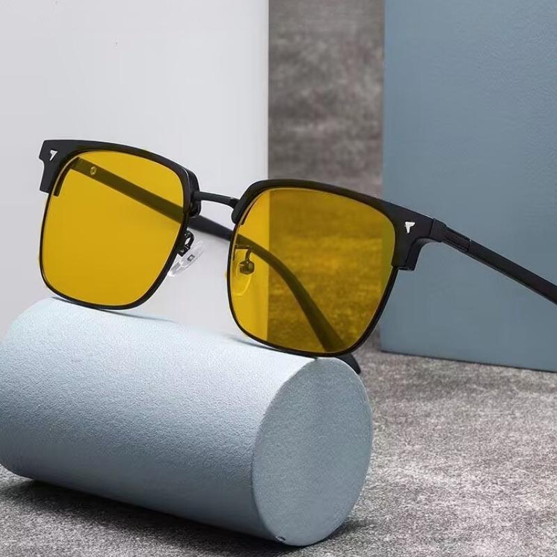 Новые очки для близорукости с ночным видением Мужские модные очки с квадратной оправой Антибликовые очки для вождения днем и ночью Желтые очки