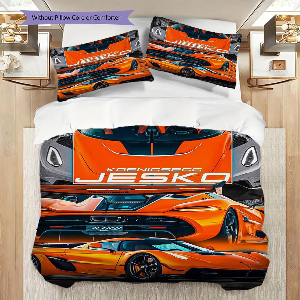 Koenigsegg Jesko Elegance Трехкомпонентный набор (1 пододеяльник + 2 наволочки, без наполнителя) 2D Плоский пододеяльник и наволочка Мягкие и удобные