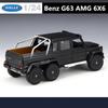 WELLY 1/24 Mercedes-Benz AMG G63 6x6 Tyre Alloy Pickup Car Model Diecast Off-Road Vehicle Car Model Simulation Children Toy Gift