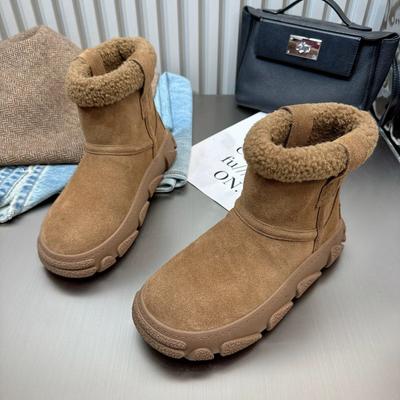 Женские меховые балетки, ботильоны, зимние ботинки на платформе, замшевые туфли, зимняя плюшевая хлопковая обувь 2025 года, тренд, повседневные, удобные, нескользящие, женские ботинки