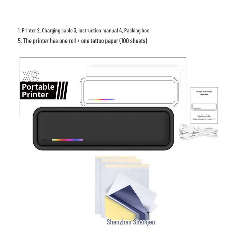 Мини-принтер A4, термо, Bluetooth, без чернил, для татуировок, документов, фотографий, офисных наклеек.