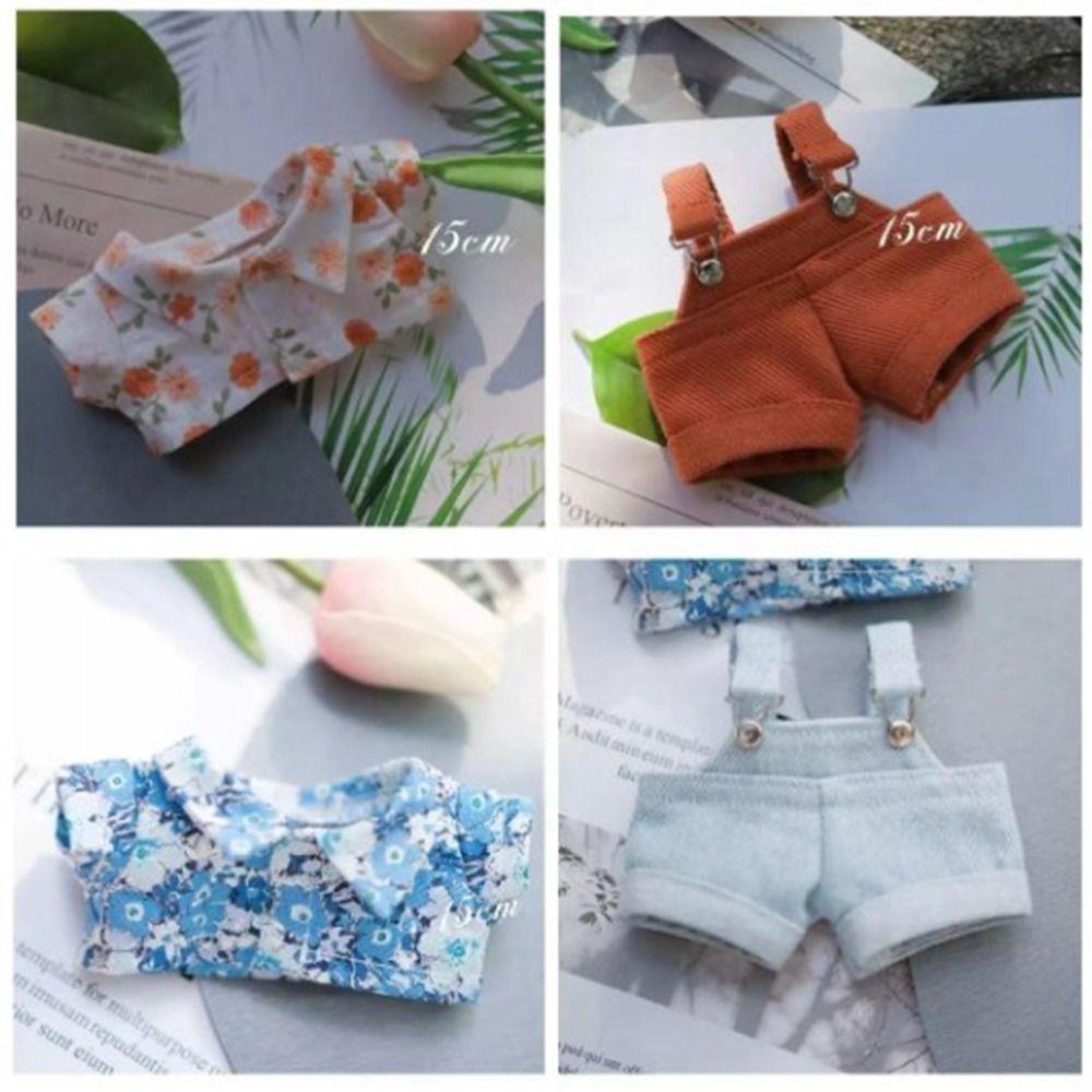 2 Colors T-shirt Pants Mini Clothes Overalls Suit New Doll Clothes 20cm Cotton Doll