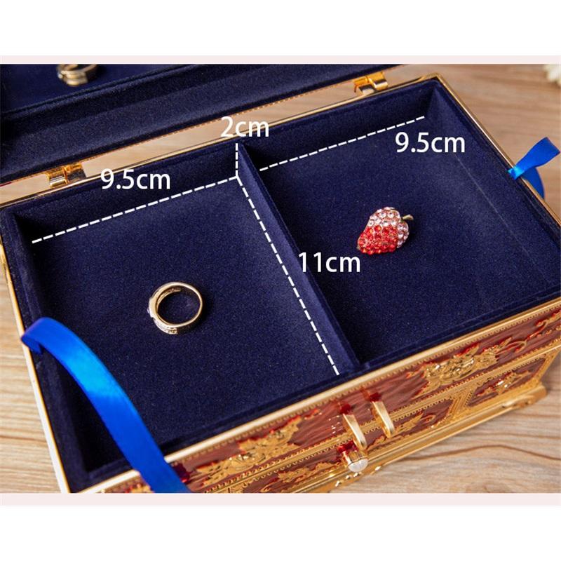 Металлическая шкатулка для украшений, многослойная, большая вместимость, ручка для хранения украшений с зеркалом