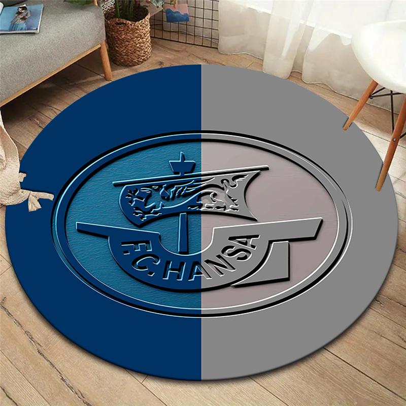 FC Hansa Rostock Round Area Rug,Carpet Rug for Living Room Bedroom Sofa Playroom Decor,Non-slip Floor Mat