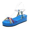 Color Summer Beach Bohemia Sandals Women Pearls Ankle Strap Gladiator Shoes Woman  Platform Wedges Sandalias De Mujer 43
