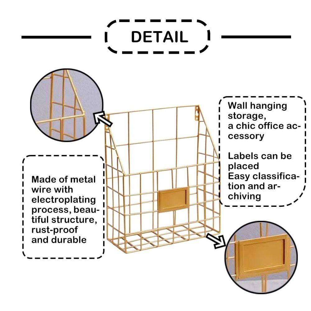 Metal Mesh Magazine File Holder Easy To Install Foyer Storage Shelf Hanging Document Rack  Office