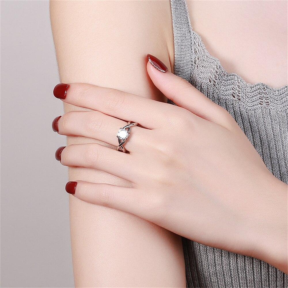 New S925 Sterling Silver Ring For Women Geometry Adjustable Opening Micro -Set Gems Rings Couple Anniversary Party Birthday Gift