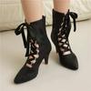 Women's High-heeled Short Boots, Sexy European and American Style, Pointed Thin Heel Large Size Single Boots